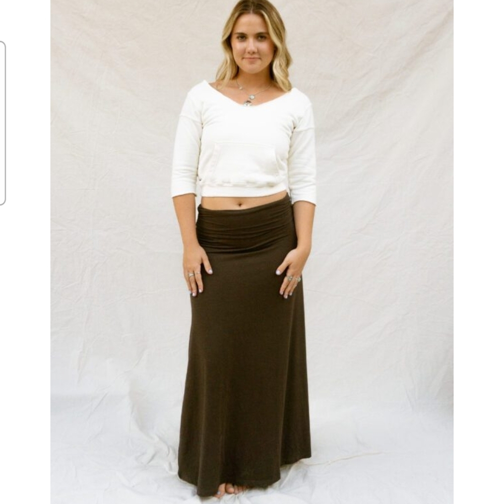 Marcel Bambo Women's D Brown Maxi Skirt with Fold-Over Waist Size S/M